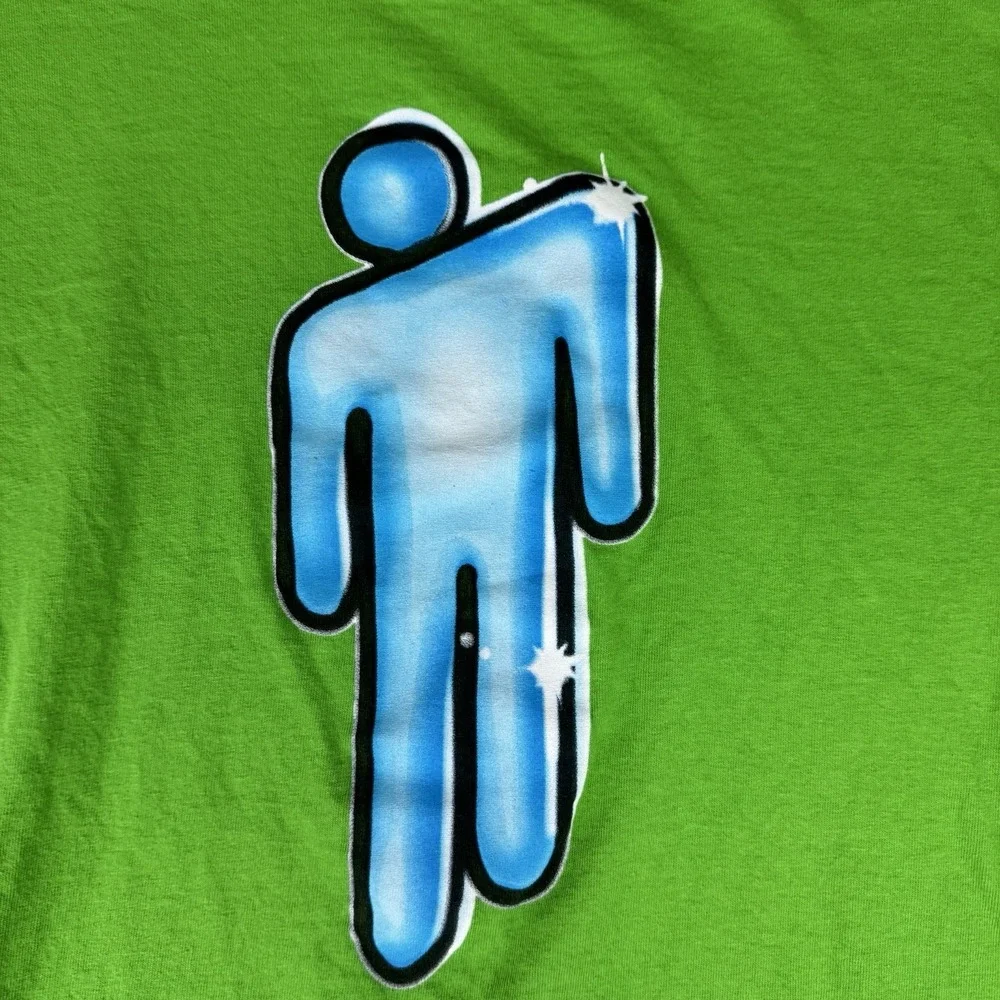 Billie Eilish‎ XL T-Shirt Large Green Blue Logo Music Concert  Classic Sparkle
